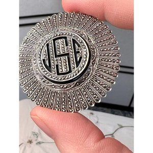Antique Art Deco Marcasite Pin Sterling Silver JSE Lovely Styling  High Sparkle